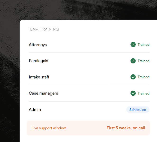 Training an immigration firm's team on the new platform after migration.